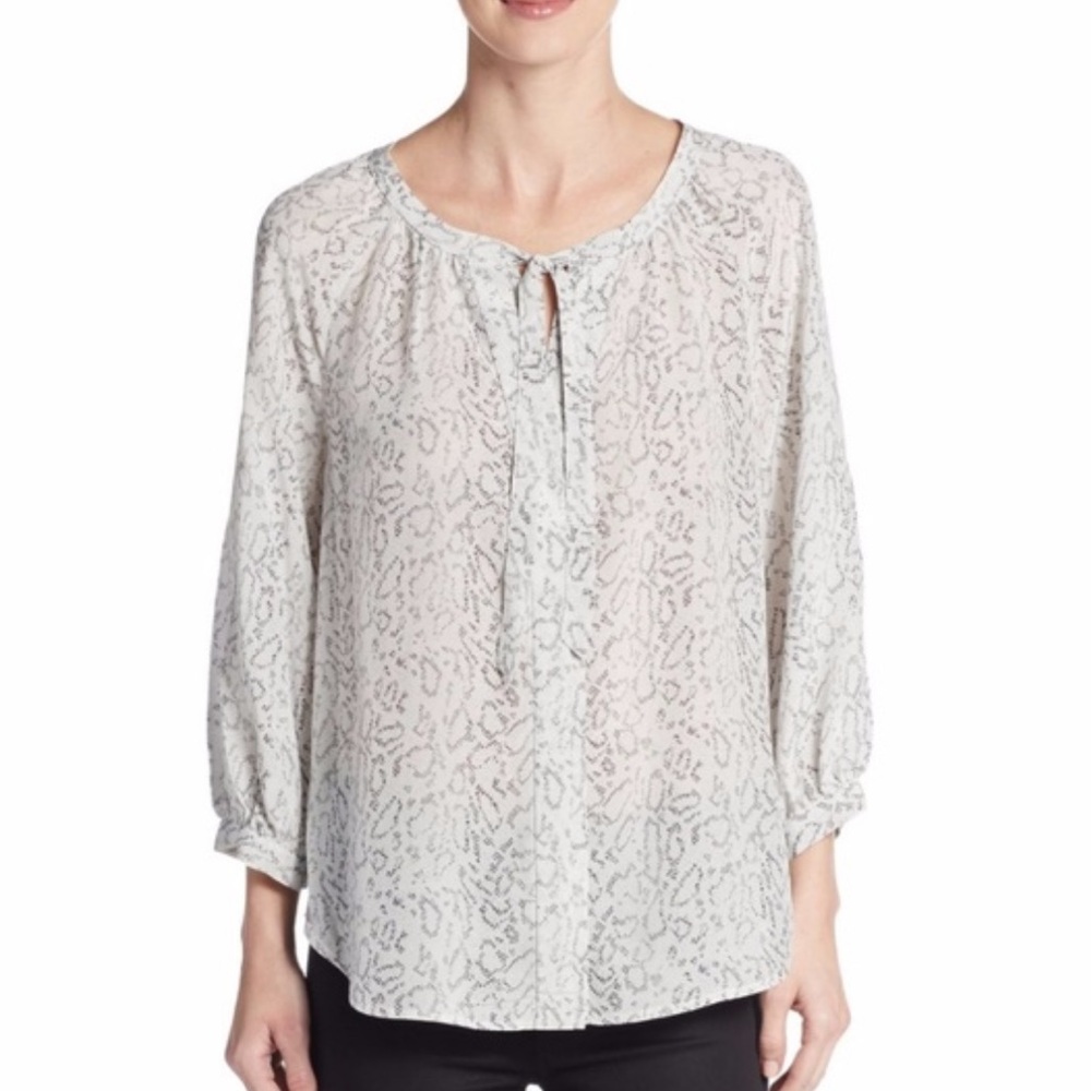 Joie Madera Printed Silk Button Down Blouse‎ Python Print Women’s Sz Large